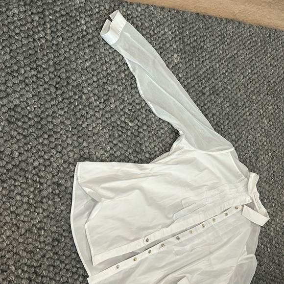 Anne Fontaine Shadia White LS Button Down Blouse Size 46 - Picture 3 of 11
